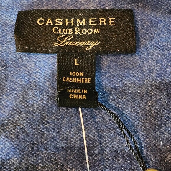 Men's Club Room 100% Cashmere Blue Camouflage Camouflage Crew Neck Sweater Nwt L - Picture 5 of 6